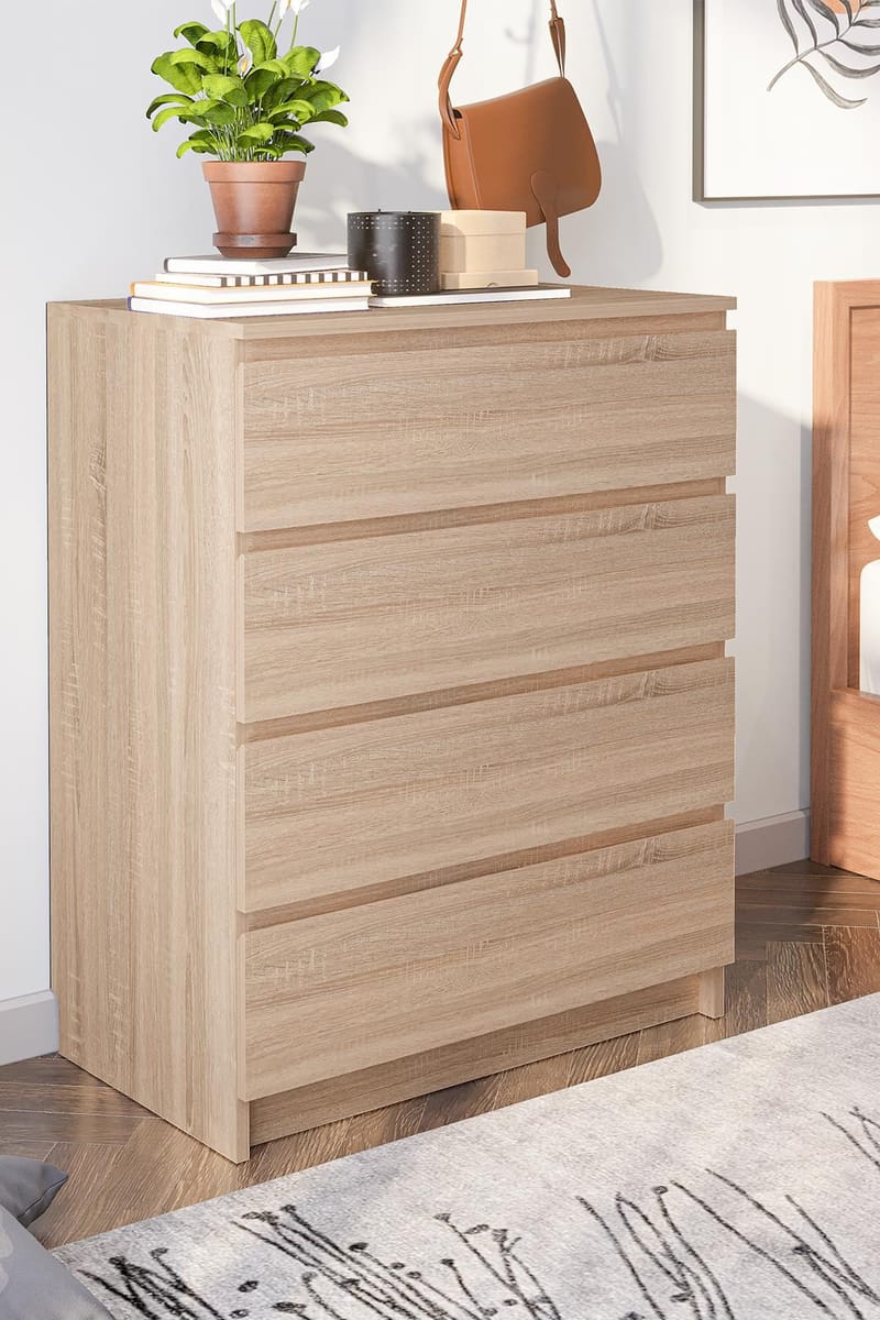 Kommode Hanah Home Derinkuyu 4 (80 x 100 x 48 cm) Sonomo eik - Oppbevaring - Oppbevaringsmøbler - Kommode - Entrekommode