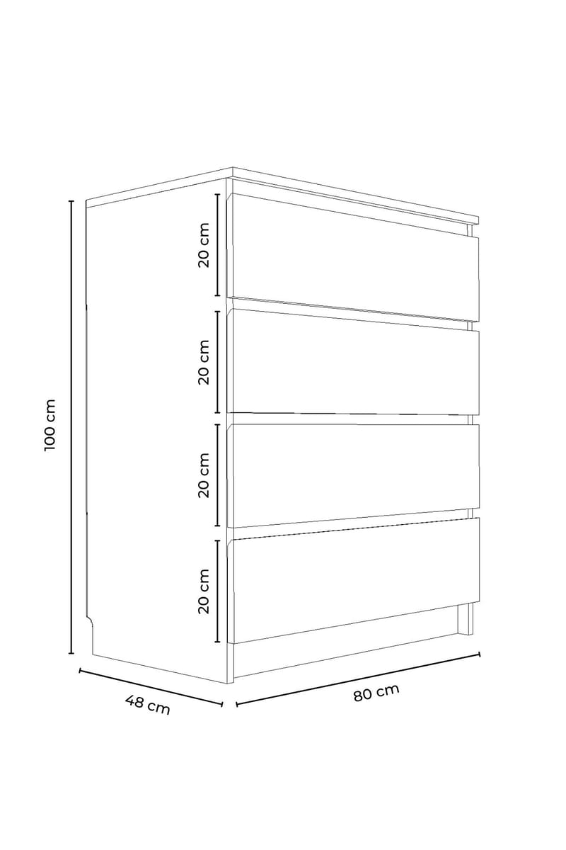 Kommode Hanah Home Derinkuyu 4 (80 x 100 x 48 cm) Sonomo eik - Oppbevaring - Oppbevaringsmøbler - Kommode - Entrekommode