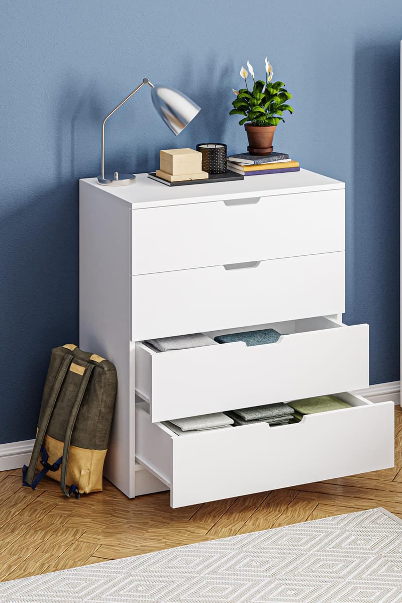Kommode Hanah Home Lento (75 x 90,5 x 44,5 cm) Hvit - Oppbevaring - Oppbevaringsmøbler - Kommode - Entrekommode