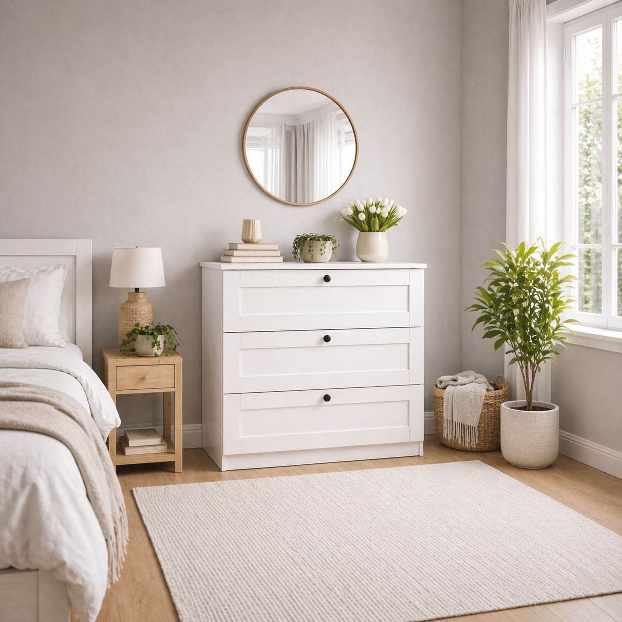 Kommode Hanah Home Lucas (80 x 7,5 x 42,5 cm) Hvit - Hvit