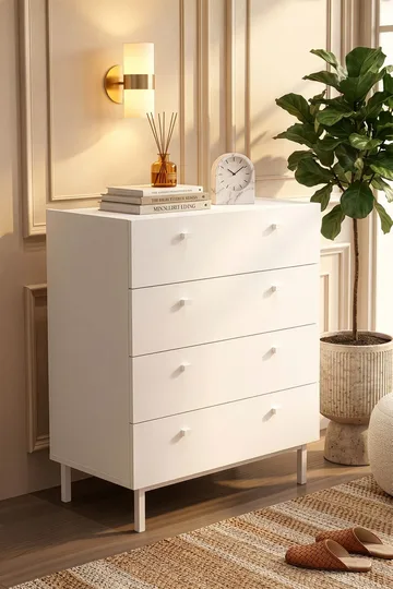 Kommode Hanah Home Luke (80 x 93,1 x 41,8 cm) Hvit - Hvit - Oppbevaring - Oppbevaringsmøbler - Kommode - Entrekommode