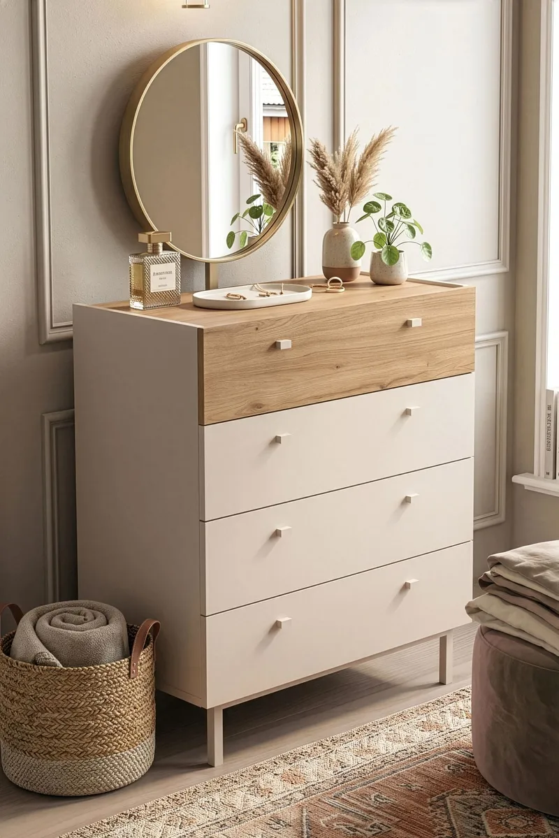 Kommode Hanah Home Luke (80 x 93,1 x 41,8 cm) Sand eik - Sand eik - Oppbevaring - Oppbevaringsmøbler - Kommode - Entrekommode
