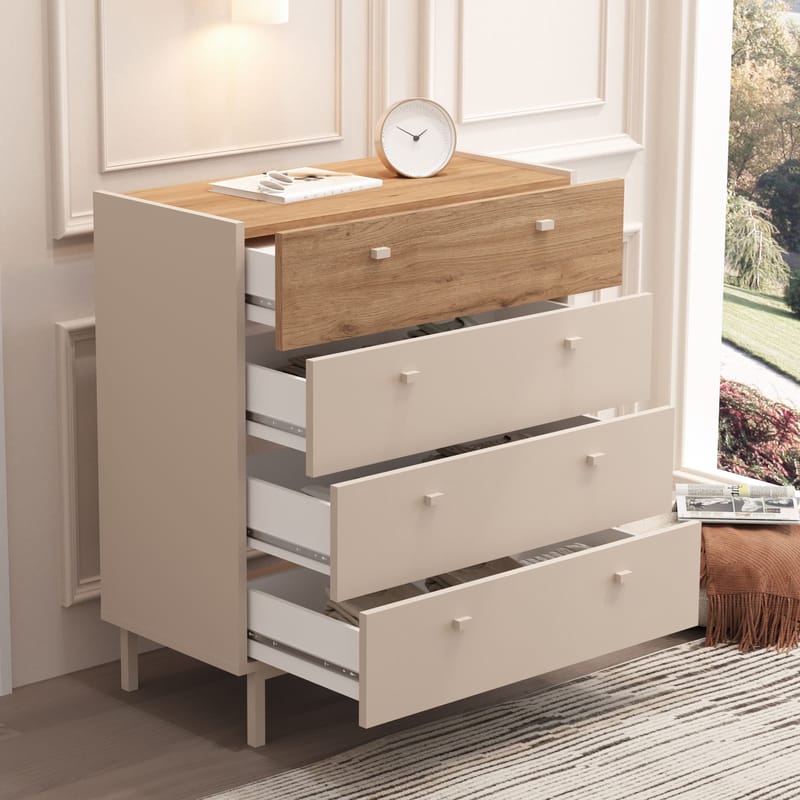 Kommode Hanah Home Luke (80 x 93,1 x 41,8 cm) Sand eik - Sand eik - Oppbevaring - Oppbevaringsmøbler - Kommode - Entrekommode