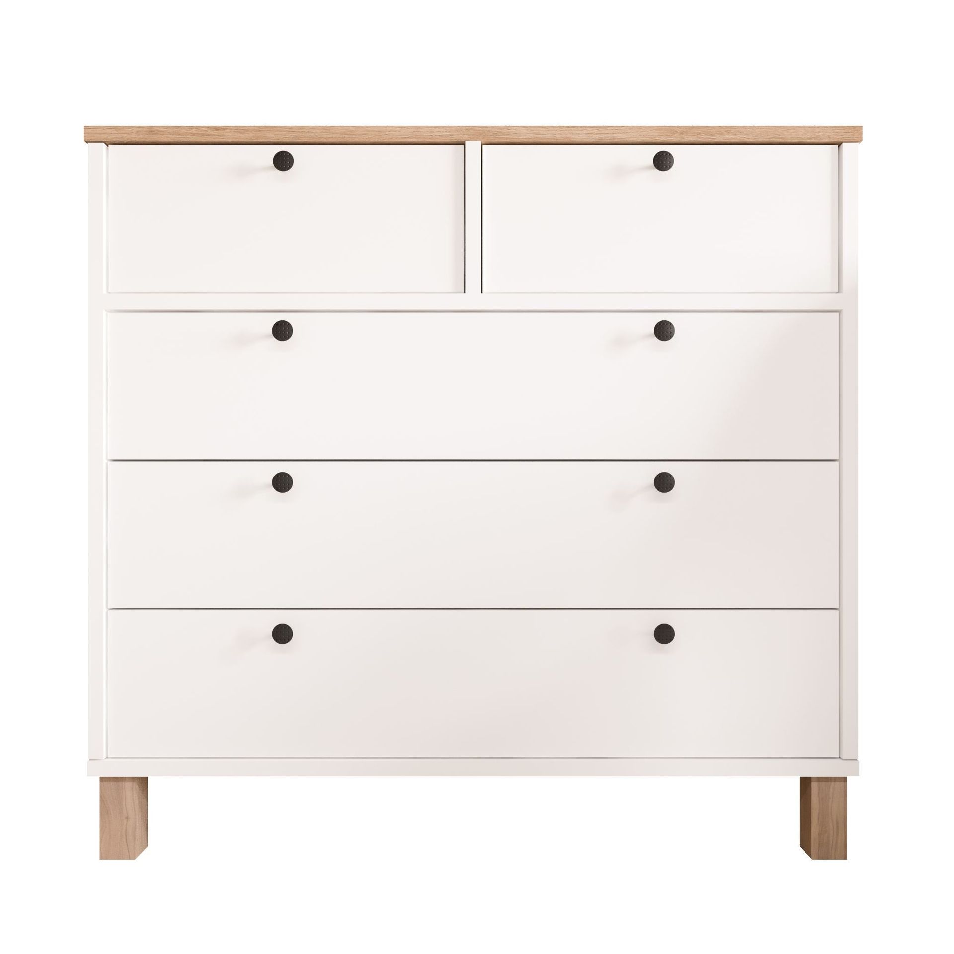 Kommode Hanah Home Nord (90 x 85,2 x 40 cm) Hvit eik - Hvit og eik