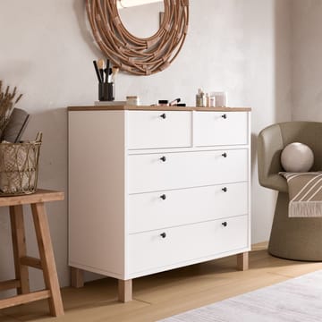 Kommode Hanah Home Nord (90 x 85,2 x 40 cm) Hvit eik - Hvit og eik - Oppbevaring - Oppbevaringsmøbler - Kommode - Entrekommode