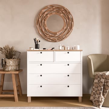Kommode Hanah Home Nord (90 x 85,2 x 40 cm) Hvit eik - Hvit og eik - Oppbevaring - Oppbevaringsmøbler - Kommode - Entrekommode