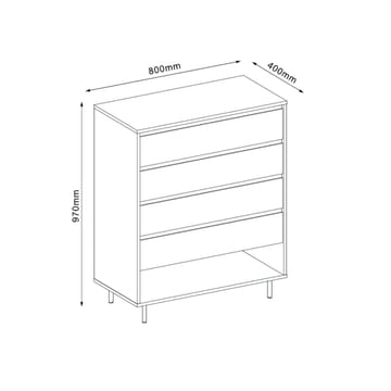 Kommode HOME4YOU Herta 80x40x97 cm - hvit/lyst tre - Oppbevaring - Oppbevaringsmøbler - Kommode - Entrekommode