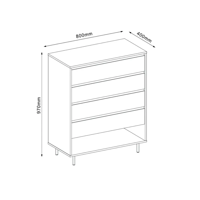 Kommode HOME4YOU Herta 80x40x97 cm - hvit/lyst tre - Oppbevaring - Oppbevaringsmøbler - Kommode - Entrekommode