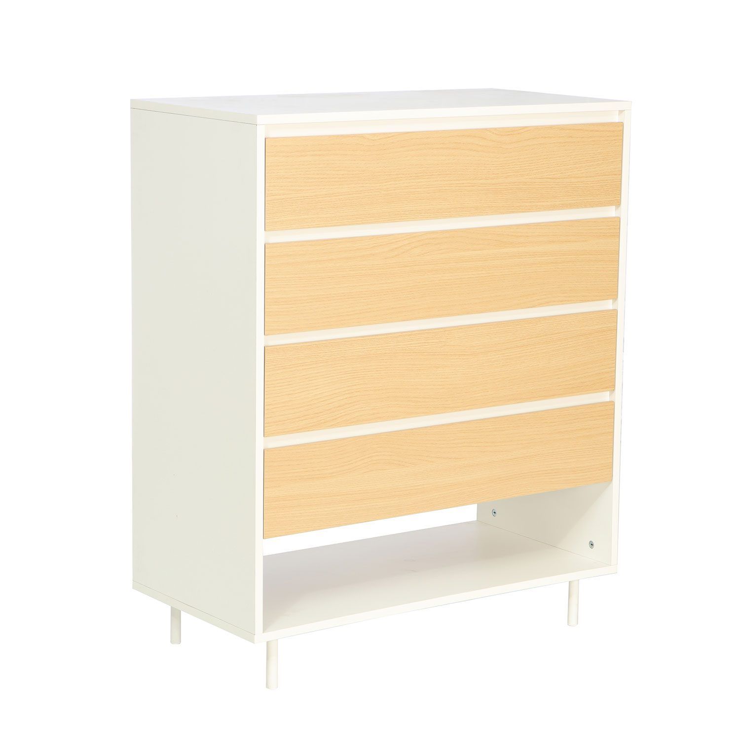 Kommode HOME4YOU Herta 80x40x97 cm - hvit/lyst tre