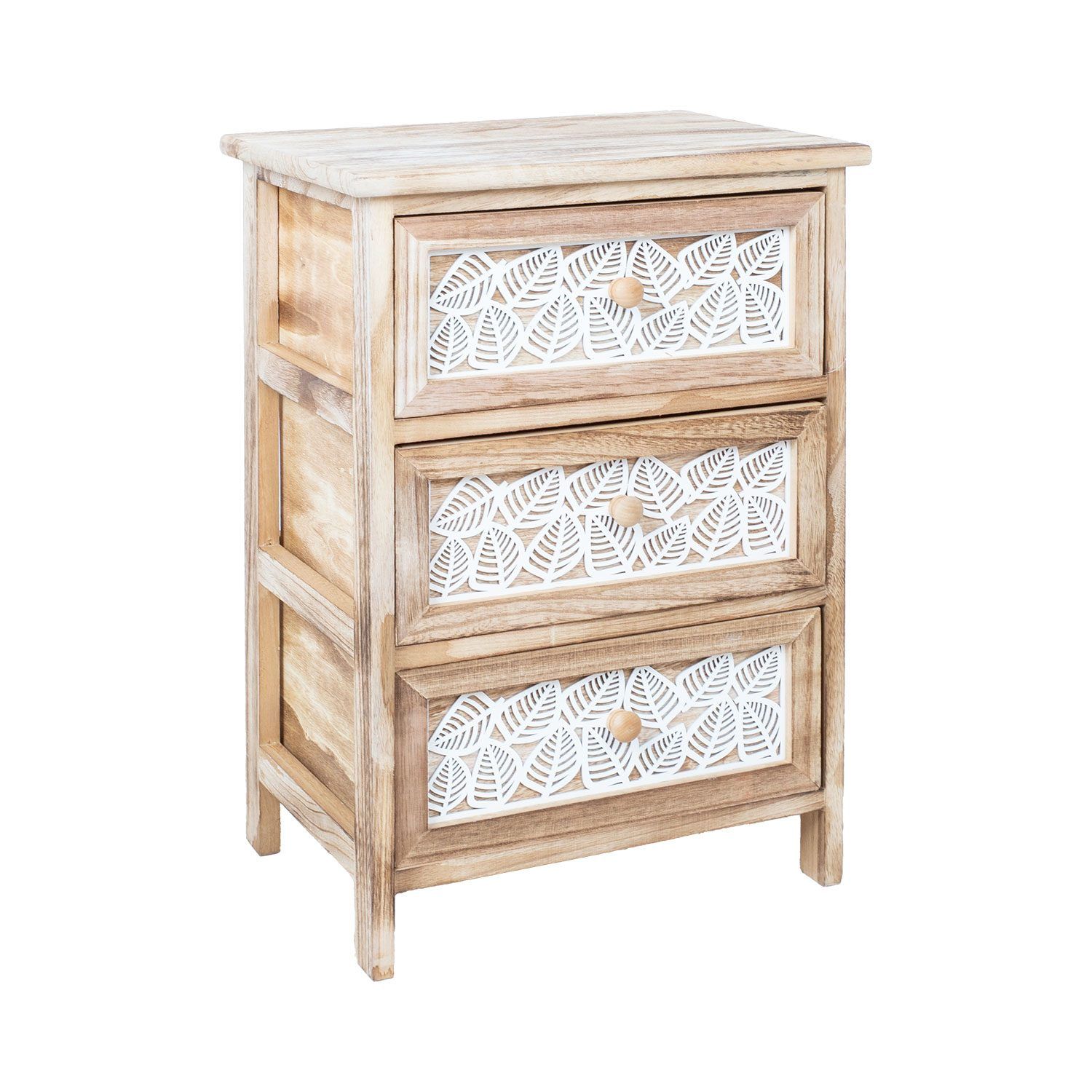 Kommode HOME4YOU Kaseke med 3 oppbevaringsenheter 40x29x58 cm natur - naturlig