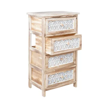 Kommode HOME4YOU Kaseke med 4 oppbevaringsenheter 40x29x73 cm Natur - naturlig - Oppbevaring - Oppbevaringsmøbler - Kommode - Entrekommode