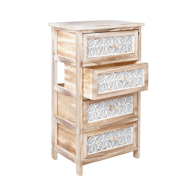 Kommode HOME4YOU Kaseke med 4 oppbevaringsenheter 40x29x73 cm Natur - naturlig - Oppbevaring - Oppbevaringsmøbler - Kommode - Entrekommode