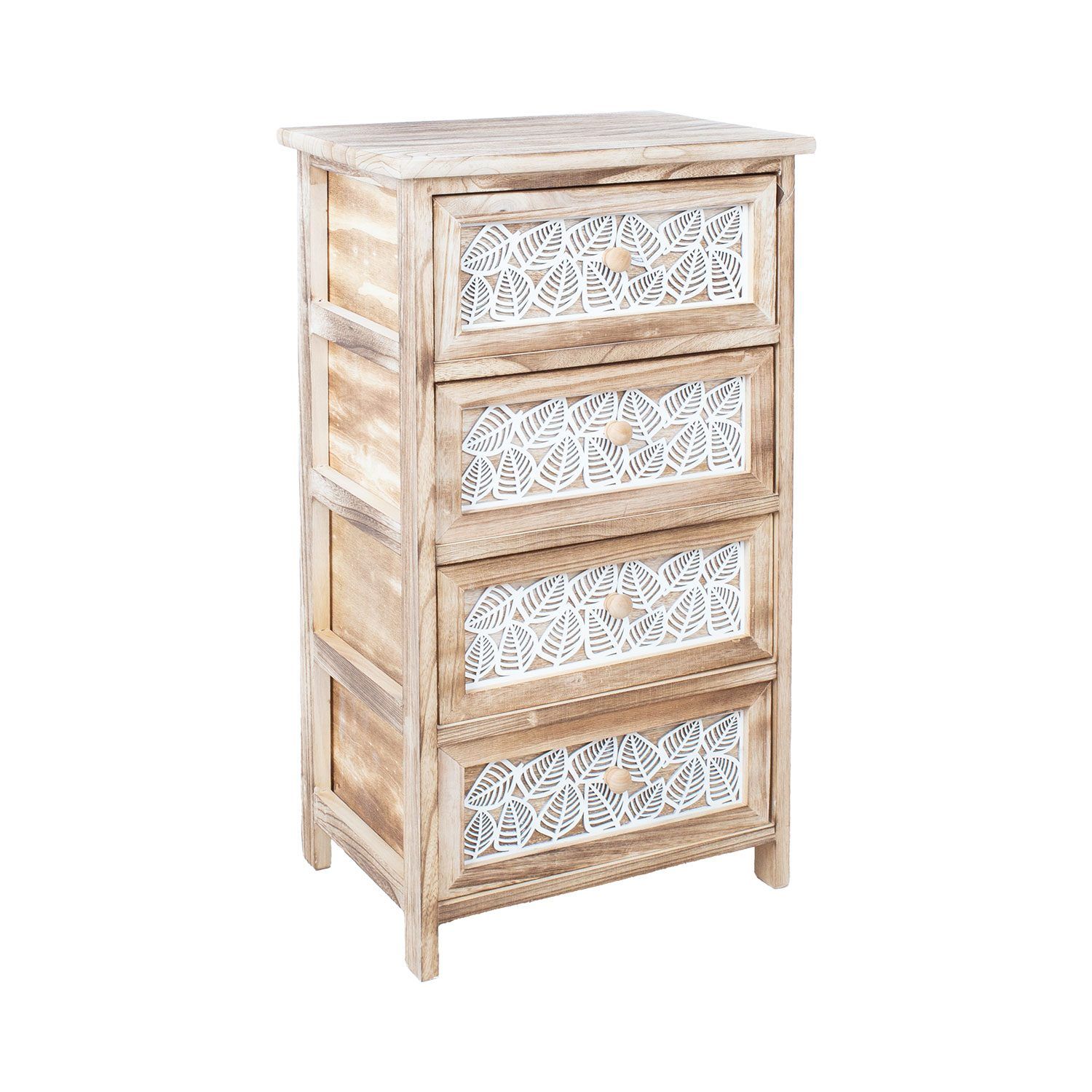 Kommode HOME4YOU Kaseke med 4 oppbevaringsenheter 40x29x73 cm Natur - naturlig
