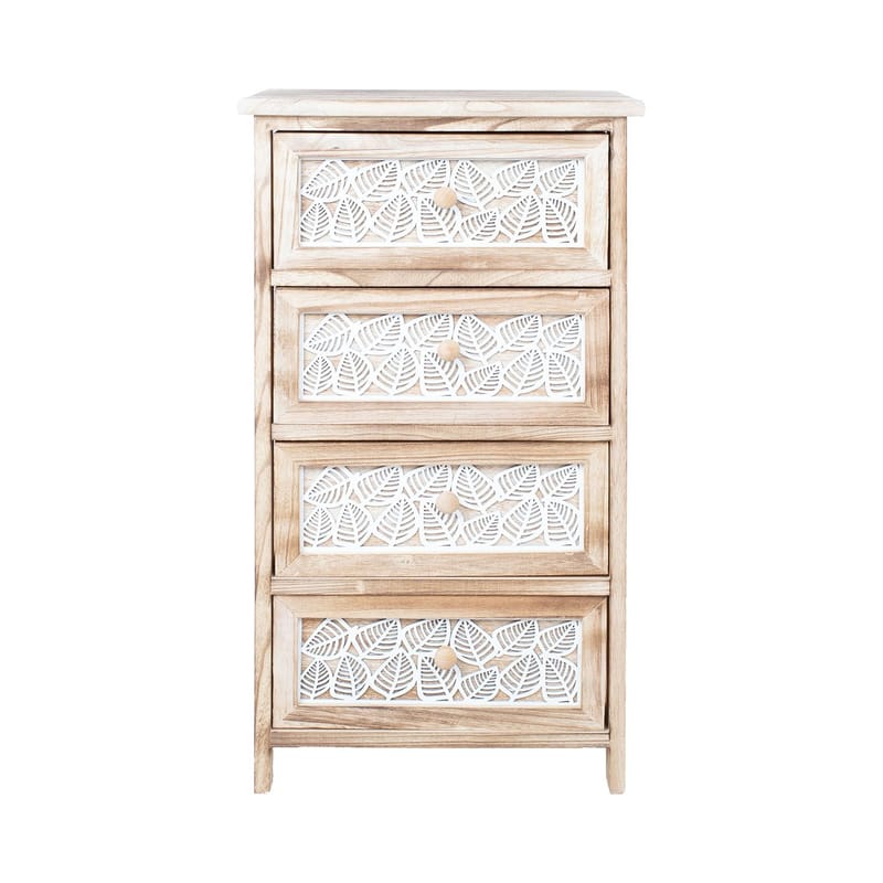 Kommode HOME4YOU Kaseke med 4 oppbevaringsenheter 40x29x73 cm Natur - naturlig - Oppbevaring - Oppbevaringsmøbler - Kommode - Entrekommode