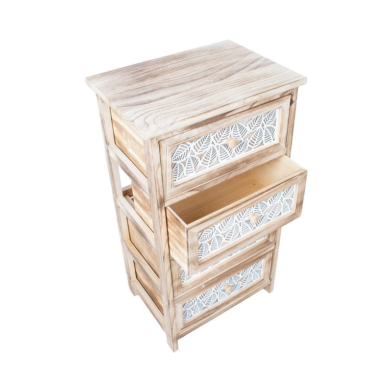 Kommode HOME4YOU Kaseke med 4 oppbevaringsenheter 40x29x73 cm Natur - naturlig - Oppbevaring - Oppbevaringsmøbler - Kommode - Entrekommode