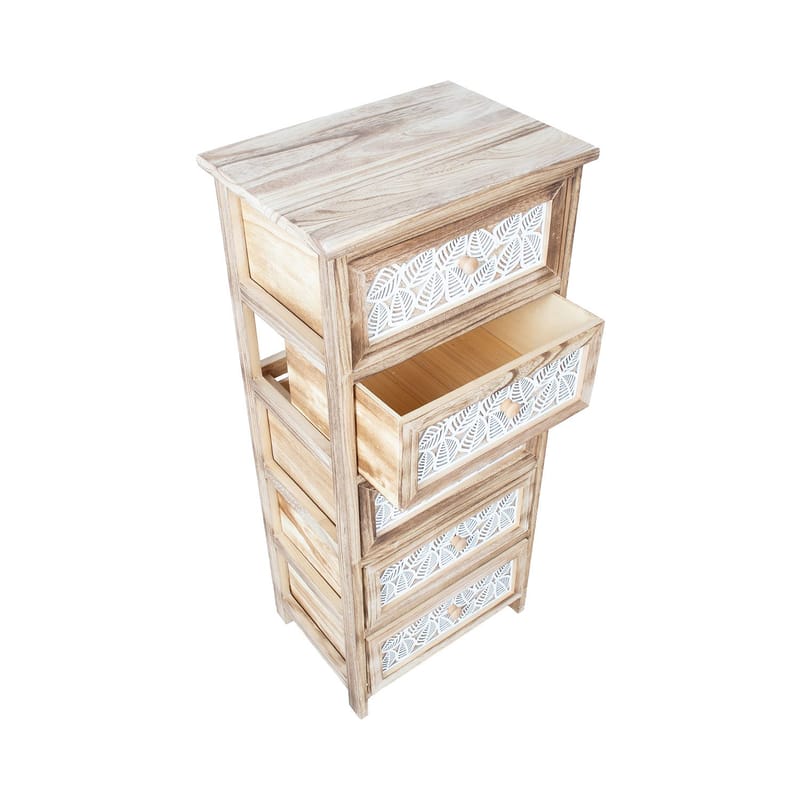 Kommode HOME4YOU Kaseke med 5 oppbevaringsrom 40x29x90 cm natur - naturlig - Oppbevaring - Oppbevaringsmøbler - Kommode - Entrekommode