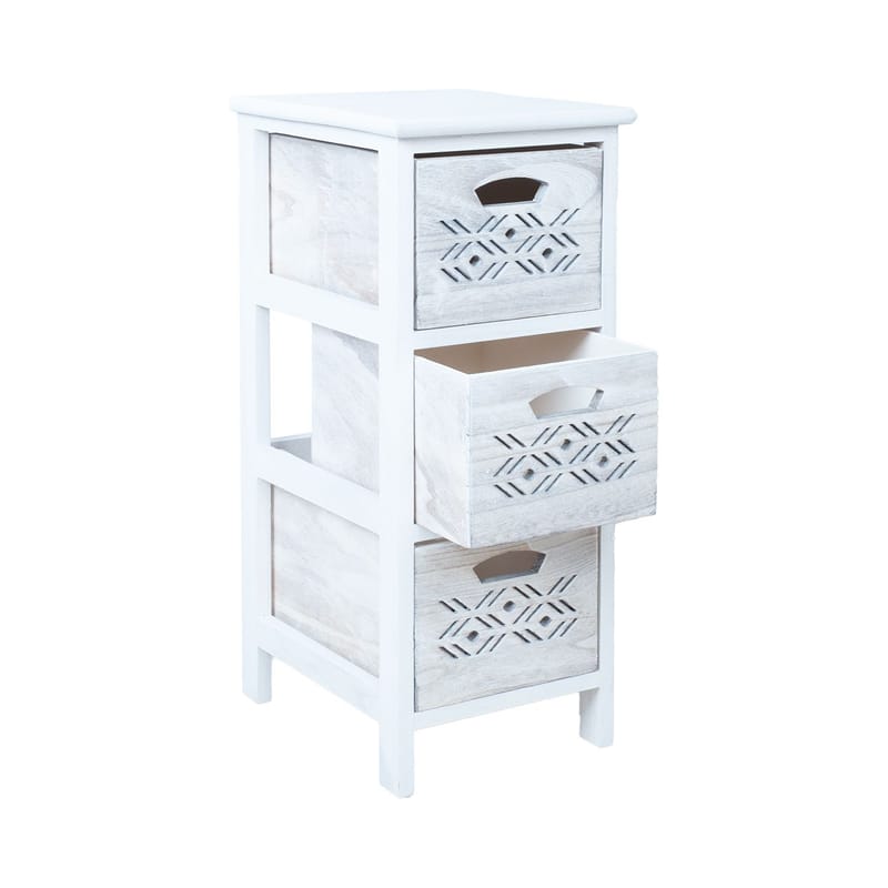 Kommode HOME4YOU Mihkli med 3 oppbevaringsenheter 26x32x63 cm hvit - hvit - Oppbevaring - Oppbevaringsmøbler - Kommode - Entrekommode