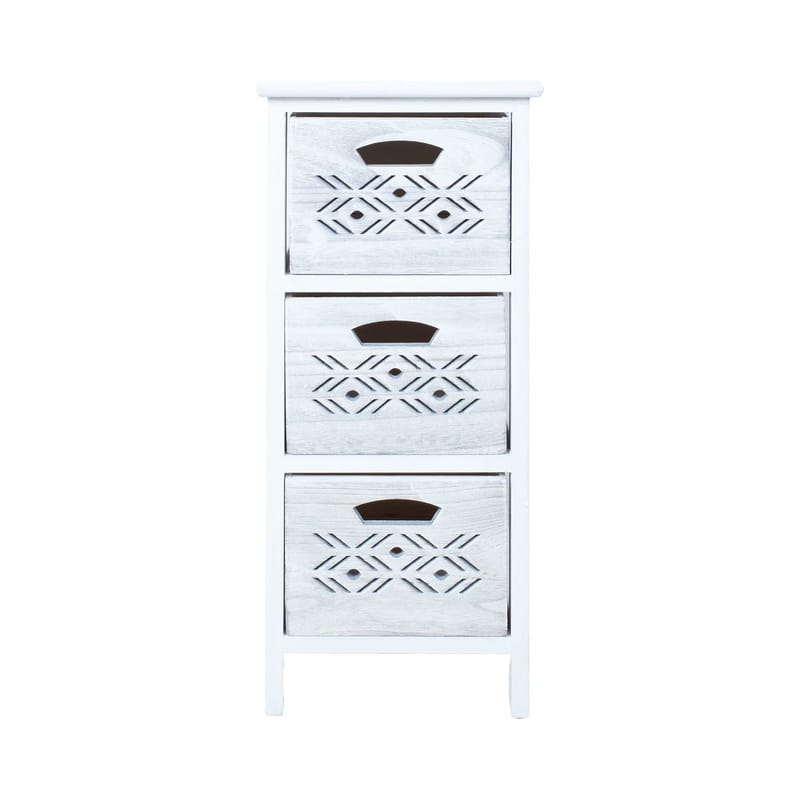 Kommode HOME4YOU Mihkli med 3 oppbevaringsenheter 26x32x63 cm hvit - hvit - Oppbevaring - Oppbevaringsmøbler - Kommode - Entrekommode