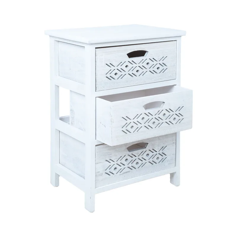 Kommode HOME4YOU Mihkli med 3 oppbevaringsenheter 40x29x58 cm Hvit - Hvit - Oppbevaring - Oppbevaringsmøbler - Kommode - Entrekommode