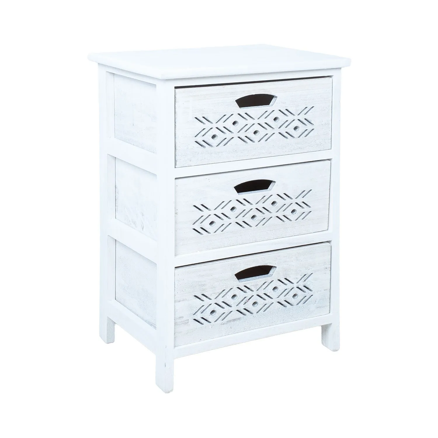 Kommode HOME4YOU Mihkli med 3 oppbevaringsenheter 40x29x58 cm Hvit - Hvit