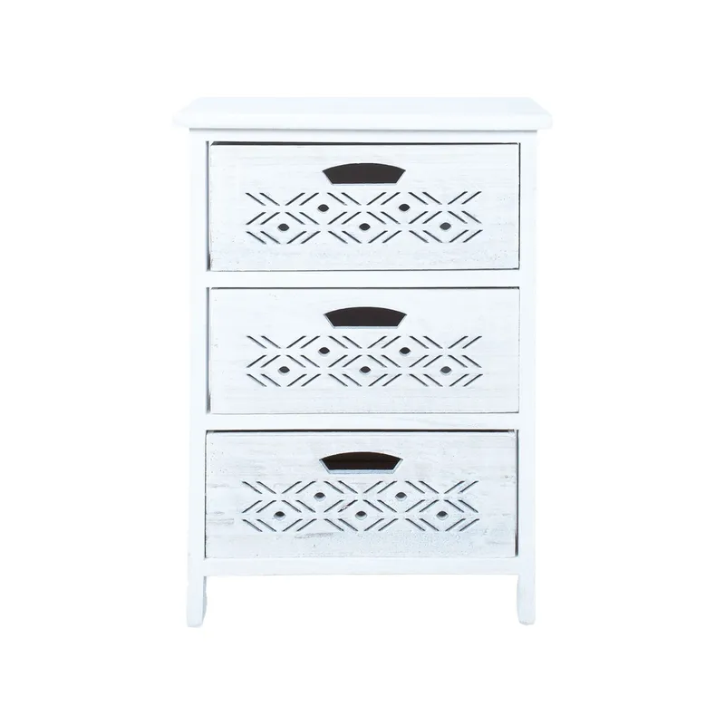 Kommode HOME4YOU Mihkli med 3 oppbevaringsenheter 40x29x58 cm Hvit - Hvit - Oppbevaring - Oppbevaringsmøbler - Kommode - Entrekommode