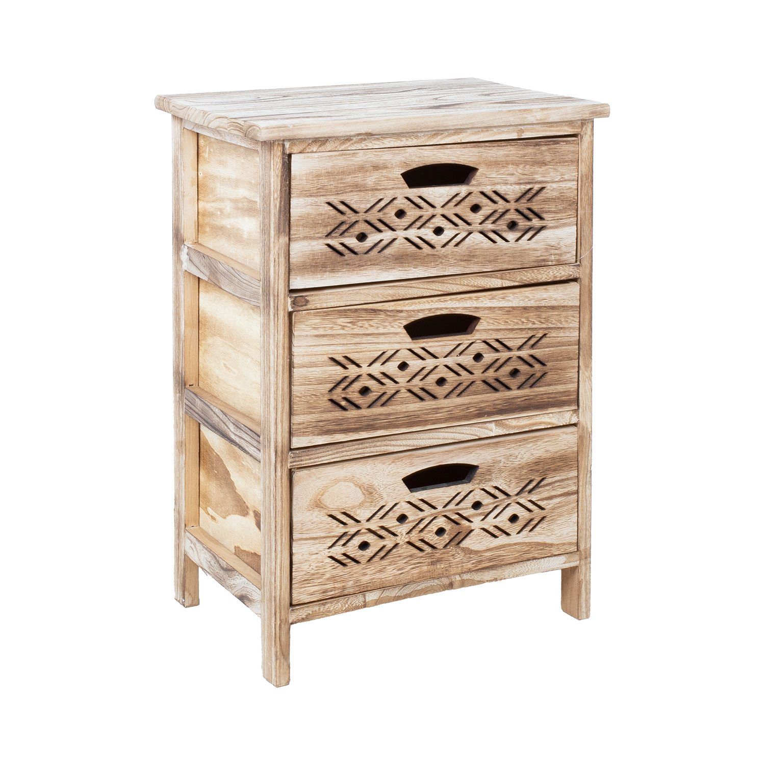 Kommode HOME4YOU Mihkli med 3 oppbevaringsenheter 40x29x58 cm Natur - Natur