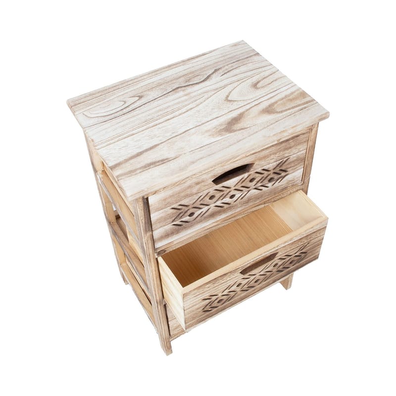Kommode HOME4YOU Mihkli med 3 oppbevaringsenheter 40x29x58 cm Natur - Natur - Oppbevaring - Oppbevaringsmøbler - Kommode - Entrekommode