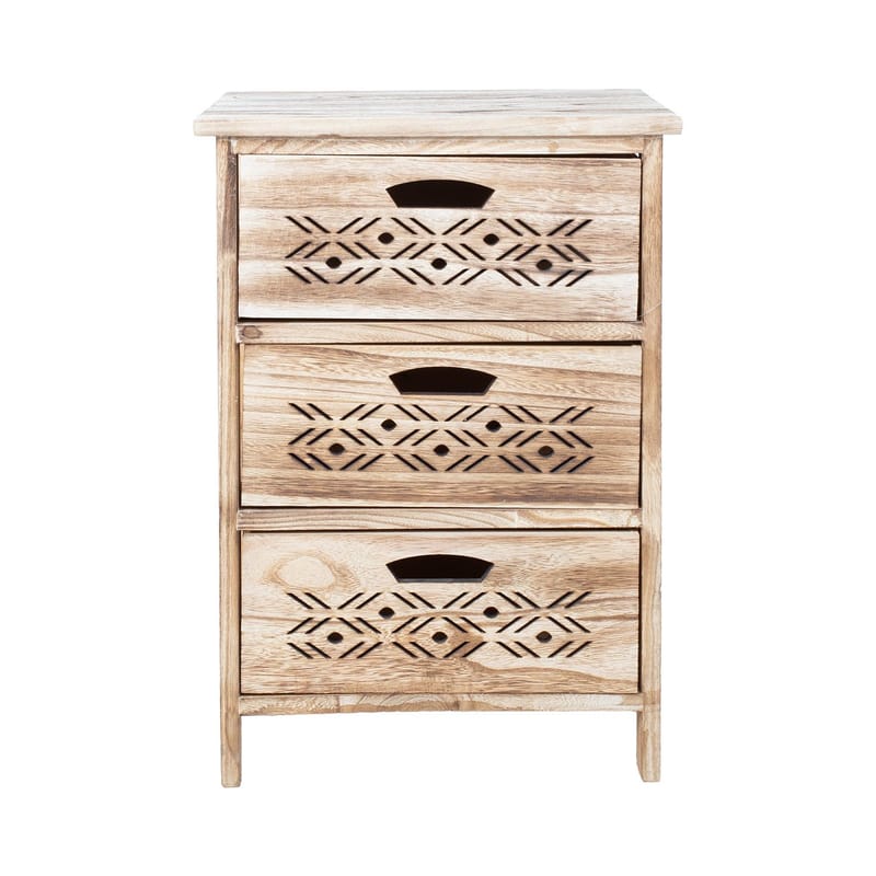 Kommode HOME4YOU Mihkli med 3 oppbevaringsenheter 40x29x58 cm Natur - Natur - Oppbevaring - Oppbevaringsmøbler - Kommode - Entrekommode