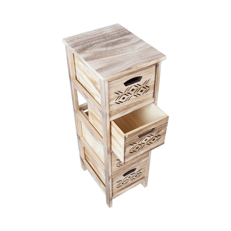 Kommode HOME4YOU Mihkli med 4 oppbevaringsenheter 26x32x81 cm natur - naturlig - Oppbevaring - Oppbevaringsmøbler - Kommode - Entrekommode