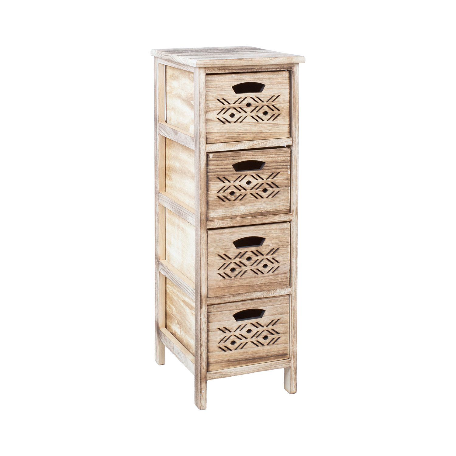Kommode HOME4YOU Mihkli med 4 oppbevaringsenheter 26x32x81 cm natur - naturlig