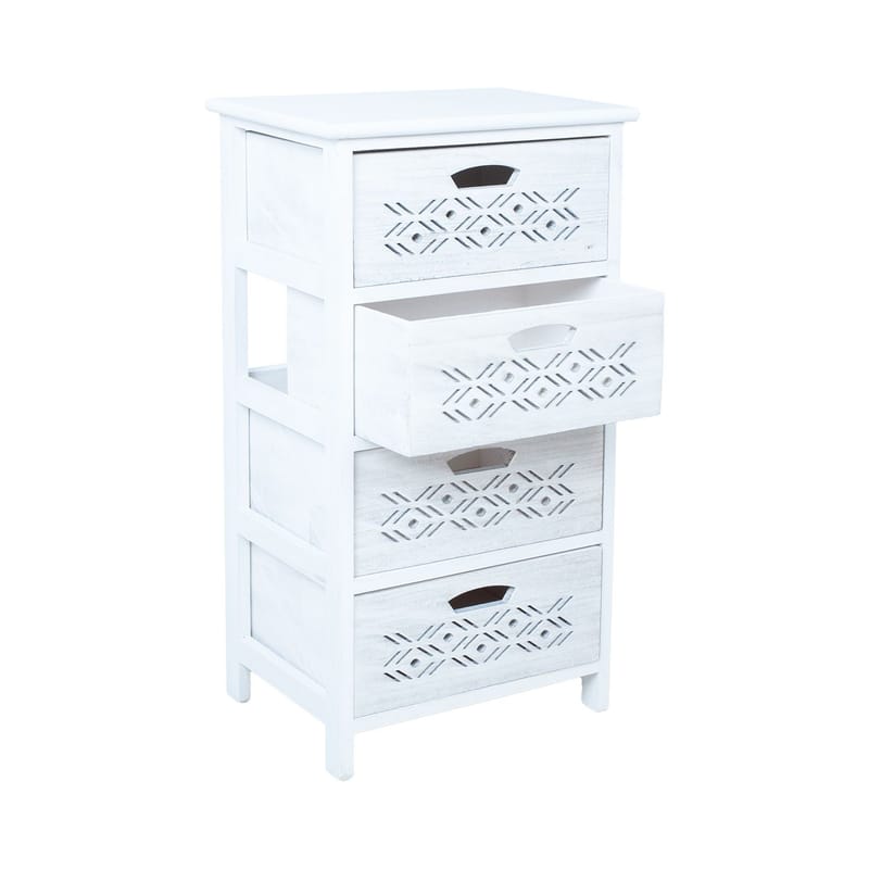 Kommode HOME4YOU Mihkli med 4 oppbevaringsenheter 40x29x73 cm Hvit - Hvit - Oppbevaring - Oppbevaringsmøbler - Kommode - Entrekommode