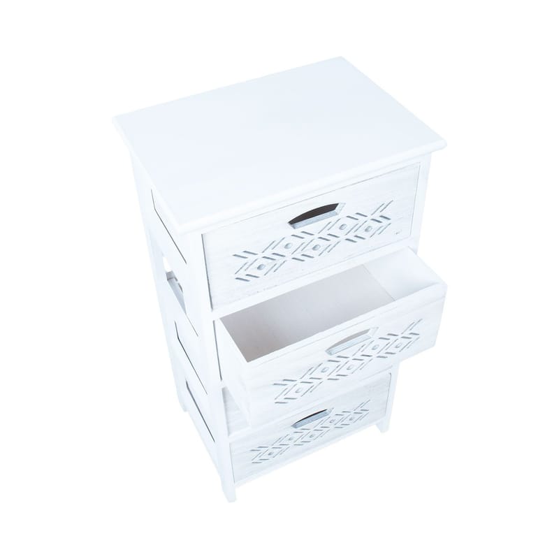 Kommode HOME4YOU Mihkli med 4 oppbevaringsenheter 40x29x73 cm Hvit - Hvit - Oppbevaring - Oppbevaringsmøbler - Kommode - Entrekommode