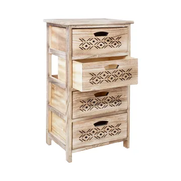 Kommode HOME4YOU Mihkli med 4 oppbevaringsenheter 40x29x73 cm Natur - Natur - Oppbevaring - Oppbevaringsmøbler - Kommode - Entrekommode