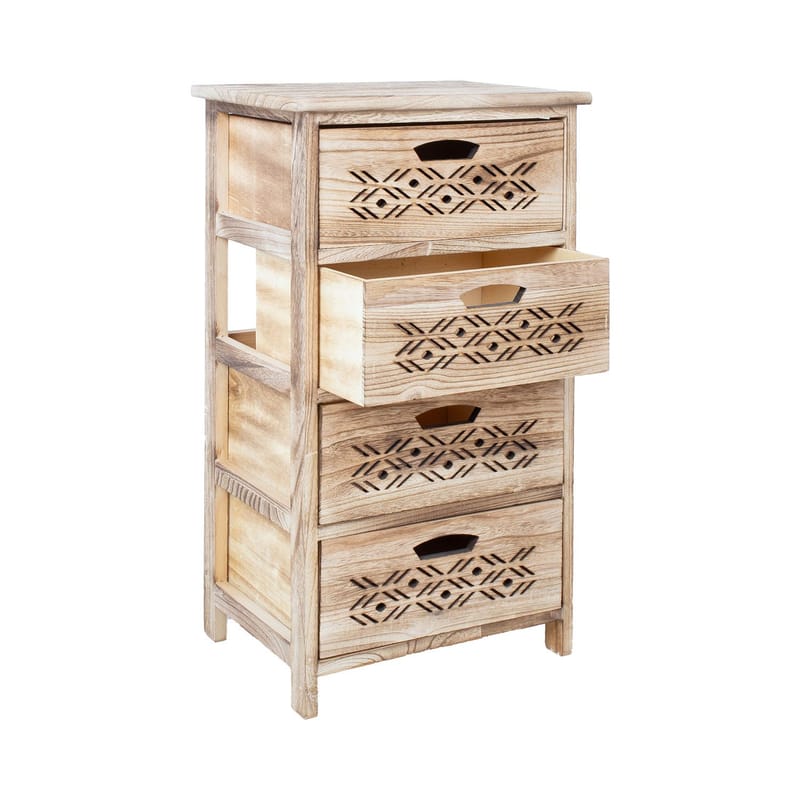 Kommode HOME4YOU Mihkli med 4 oppbevaringsenheter 40x29x73 cm Natur - Natur - Oppbevaring - Oppbevaringsmøbler - Kommode - Entrekommode