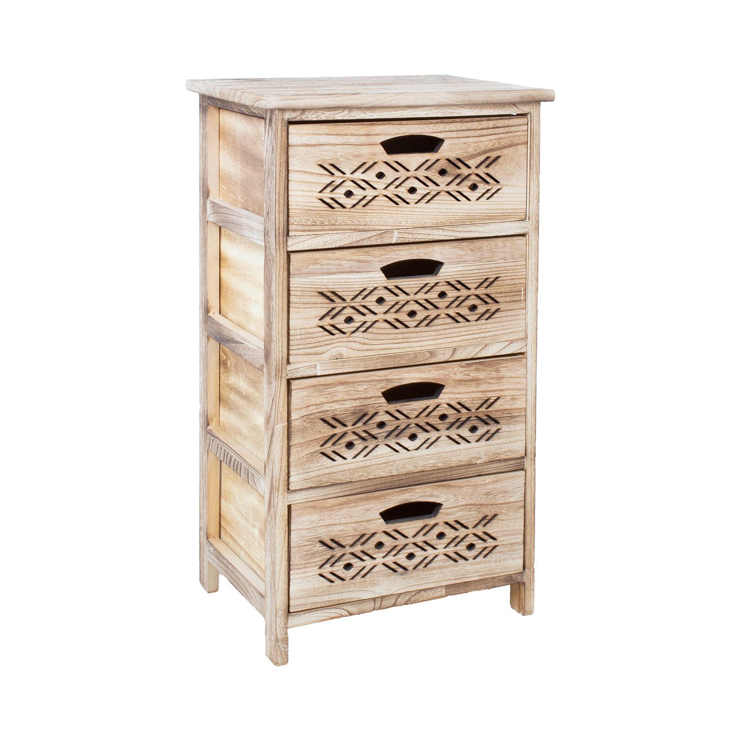 Kommode HOME4YOU Mihkli med 4 oppbevaringsenheter 40x29x73 cm Natur - Natur