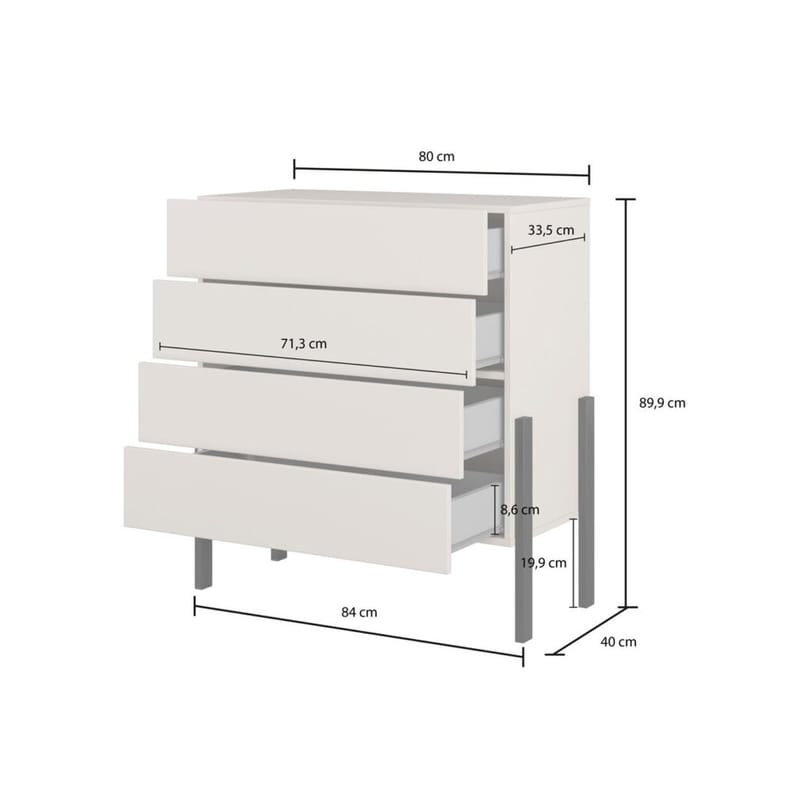 Kommode Jukon S med 4 skuffer - Oppbevaring - Oppbevaringsmøbler - Kommode - Entrekommode