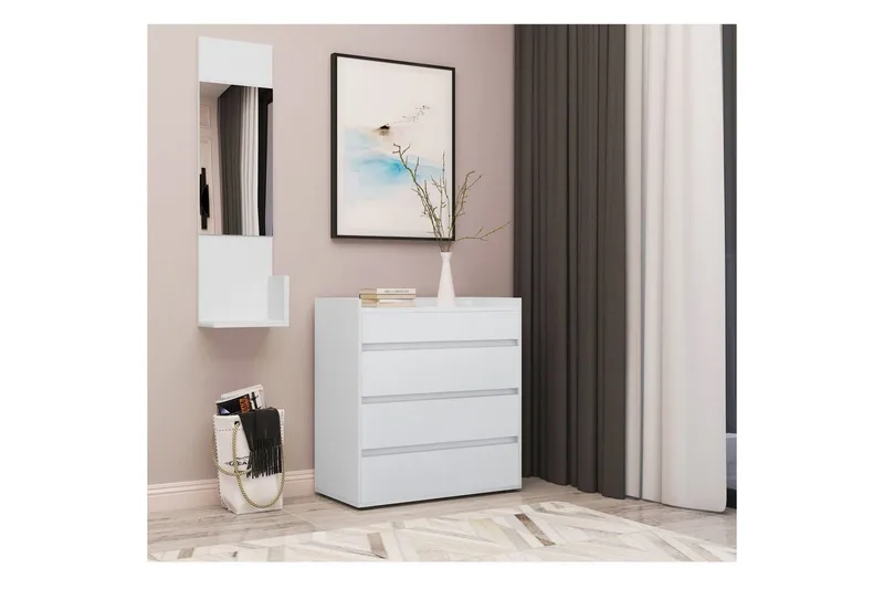 Kommode Kosmo Hvit, 4 skuffer - Hvit, 4 skuffer - Oppbevaring - Oppbevaringsmøbler - Kommode - Entrekommode
