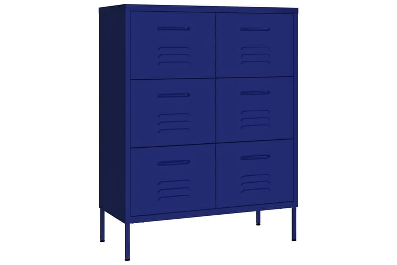 Kommode marineblå 80x35x101,5 cm stål - Blå - Oppbevaring - Oppbevaringsmøbler - Kommode - Entrekommode