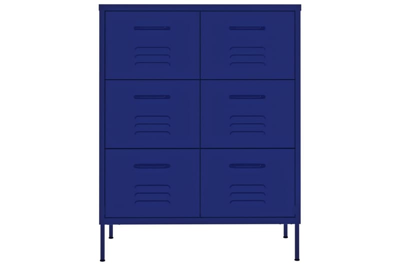 Kommode marineblå 80x35x101,5 cm stål - Blå - Oppbevaring - Oppbevaringsmøbler - Kommode - Entrekommode