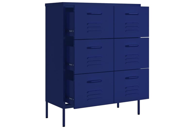 Kommode marineblå 80x35x101,5 cm stål - Blå - Oppbevaring - Oppbevaringsmøbler - Kommode - Entrekommode
