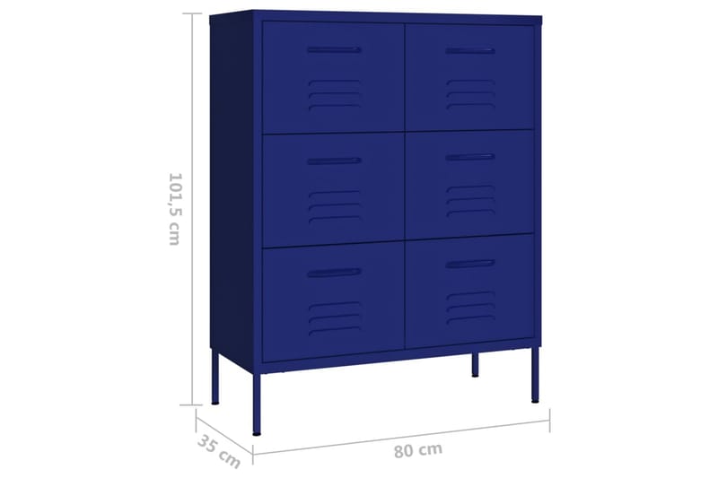 Kommode marineblå 80x35x101,5 cm stål - Blå - Gangoppbevaring - Kommode - Entrekommode