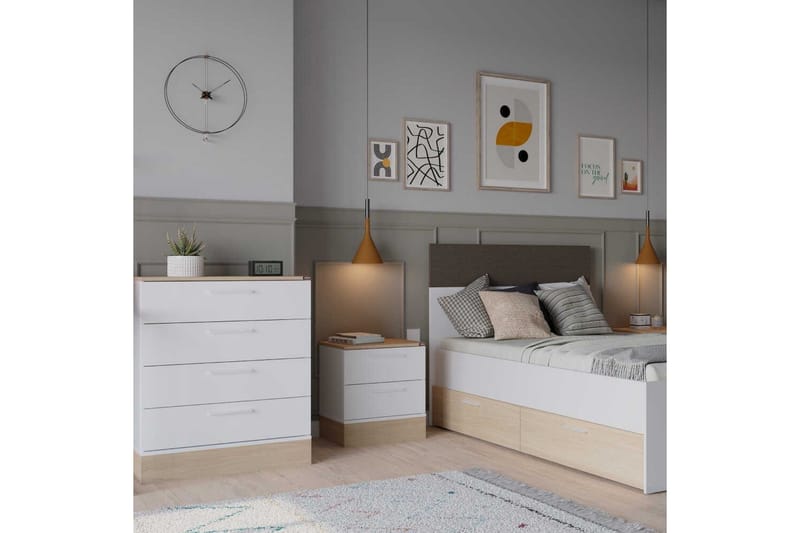 Kommode Matul Eik / Hvit - Mellomfarget tre/Hvit - Oppbevaring - Oppbevaringsmøbler - Kommode - Entrekommode