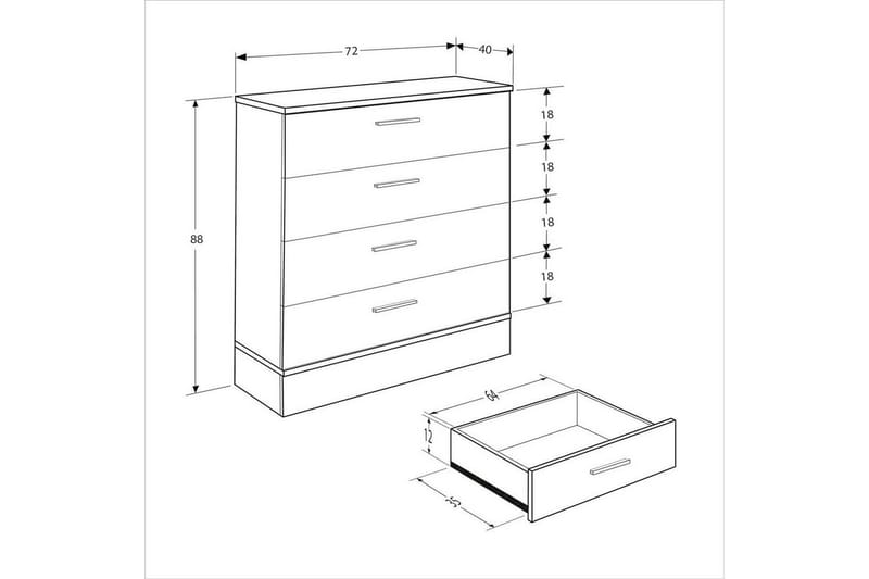 Kommode Matul Eik / Hvit - Mellomfarget tre/Hvit - Oppbevaring - Oppbevaringsmøbler - Kommode - Entrekommode