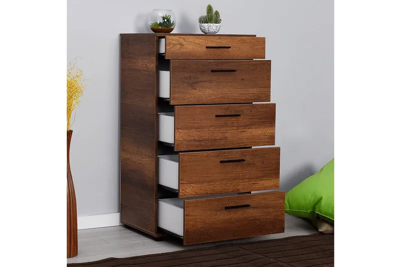 Kommode Matul Valnøtt - Rødfarget tre - Oppbevaring - Oppbevaringsmøbler - Kommode - Entrekommode