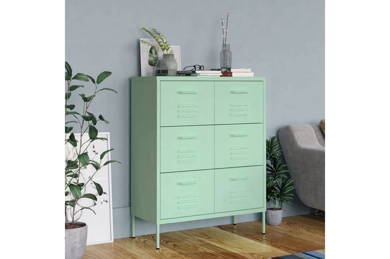 Kommode mynte 80x35x101,5 cm stål - grønn - Oppbevaring - Oppbevaringsmøbler - Kommode - Entrekommode