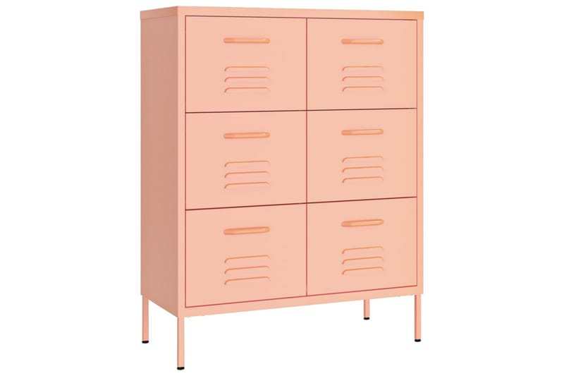 Kommode rosa 80x35x101,5 cm stål - Rosa - Oppbevaring - Oppbevaringsmøbler - Kommode - Entrekommode