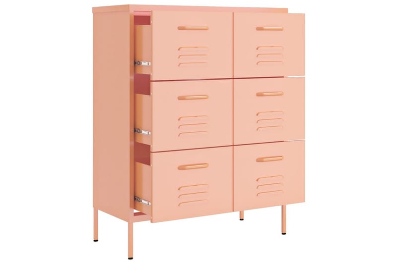Kommode rosa 80x35x101,5 cm stål - Rosa - Oppbevaring - Oppbevaringsmøbler - Kommode - Entrekommode
