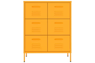 Kommode sennepsgul 80x35x101,5 cm stål - Gul - Oppbevaring - Oppbevaringsmøbler - Kommode - Entrekommode
