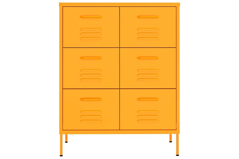Kommode sennepsgul 80x35x101,5 cm stål - Gul - Oppbevaring - Oppbevaringsmøbler - Kommode - Entrekommode