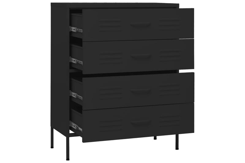 Kommode svart 80x35x101,5 cm stål - Svart - Oppbevaring - Oppbevaringsmøbler - Kommode - Entrekommode